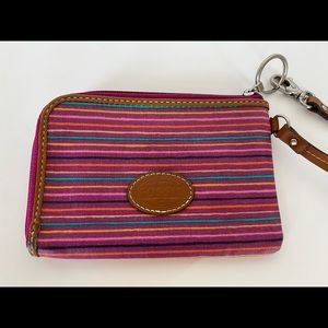 Fossil Striped Pink Multicolor Wristlet/Clutch